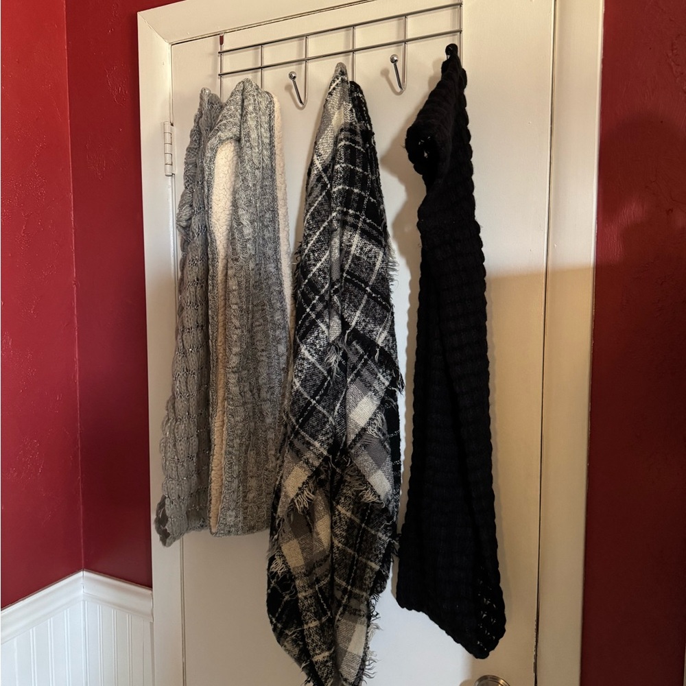 Cozy Knit Scarves in Gray, Black, and Plaid